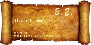 Blaha Elemér névjegykártya